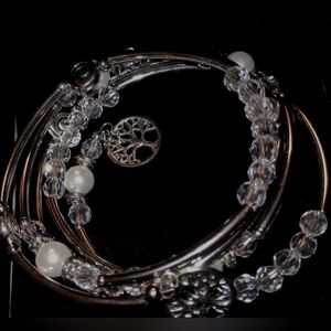 Silver spiral  charm bbracelet
